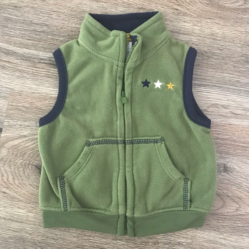 Carter’s Just One You Army Green & Navy Sleeveless Zip Up Sweater Size 3 Months